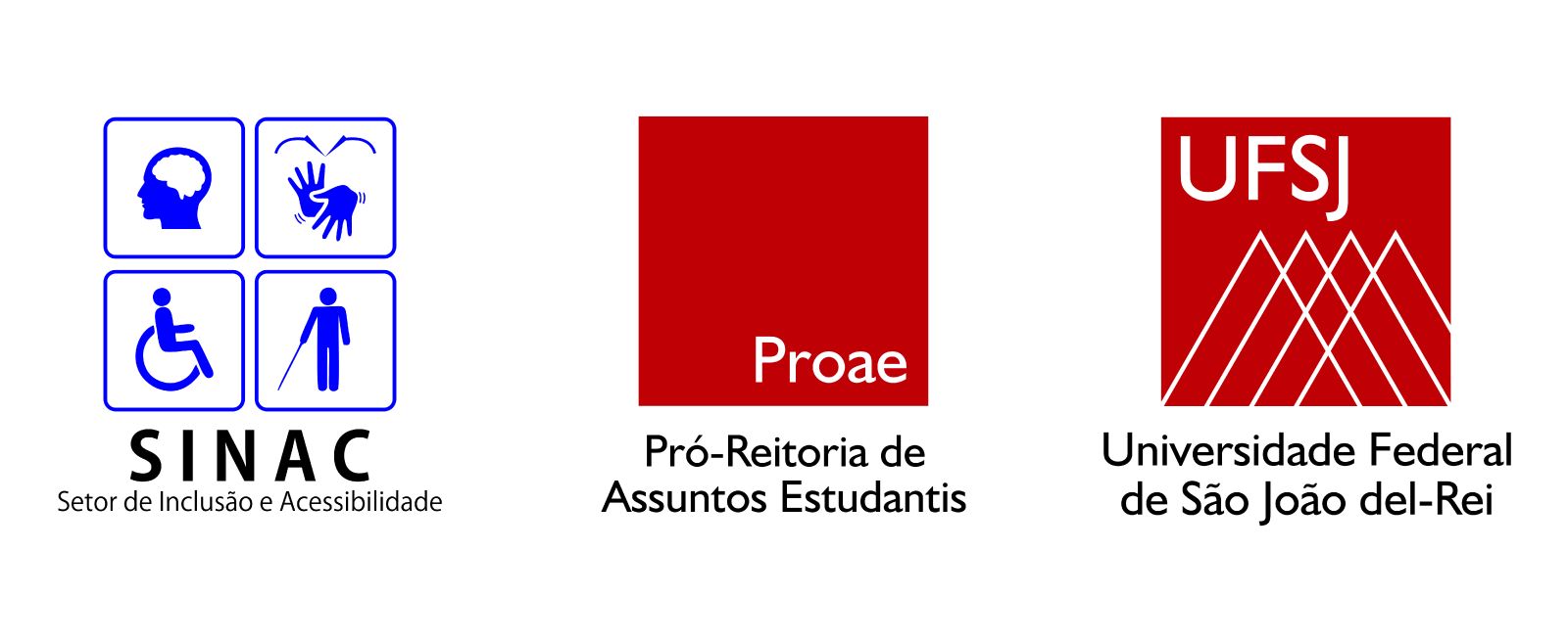 Logotipo do SINAC - Setor de Incluso e Acessibilidade, da PROAE - Pr-Reitoria de Assuntos Estudantis e da UFSJ - Universidade Federal de So Joo del Rei